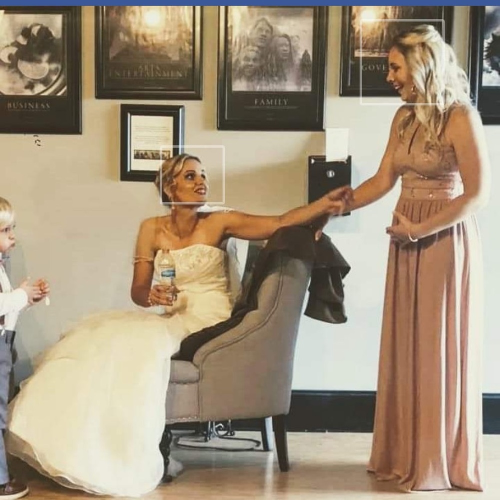 Morgan and company brides maid rose gold dress